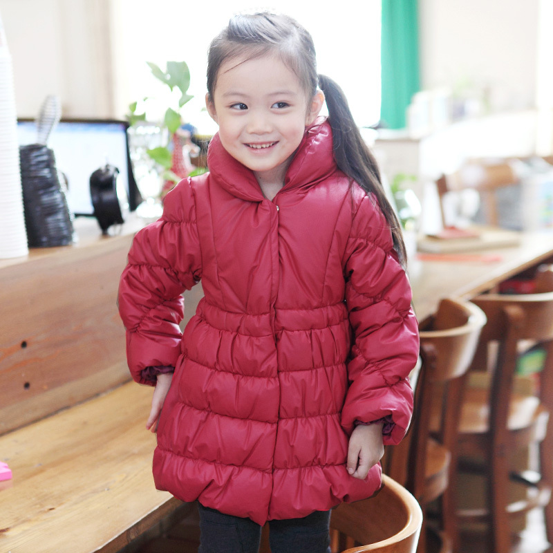 Children's clothing female winter child 2013 candy color faux leather child wadded jacket thickening outerwear