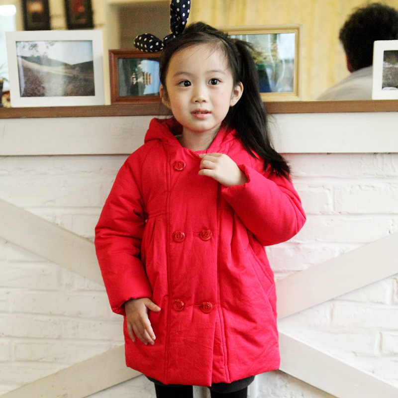 Children's clothing female winter child candy color medium-long 2013 child thickening wadded jacket outerwear