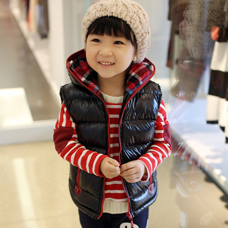 Children's clothing female winter child vest 2012 female thickening with a hood vest wadded jacket outerwear vest