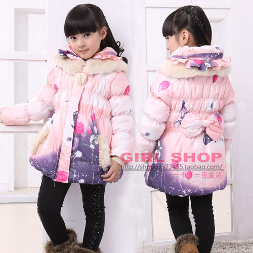 Children's clothing female winter child winter wadded jacket child ploughboys slimming ultra long paragraph thickening wadded
