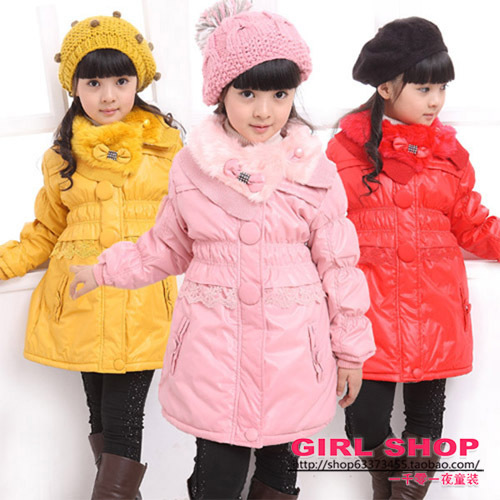 Children's clothing female winter child winter wadded jacket ultra long thickening maomao sports casual all-match laciness