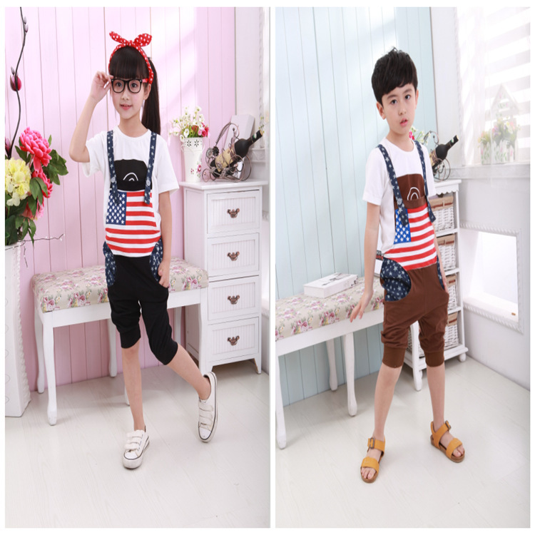 Children's clothing for boys and girls big small and medium-sized youngster spring 2013 new models Korean Fashion Bib Set Specia
