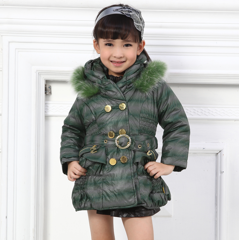 Children's clothing girl child winter 2012 child trench fashion with a hood outerwear cotton-padded jacket fur collar overcoat