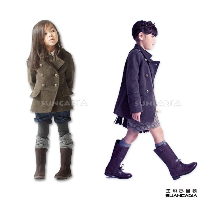 Children's clothing girl's outerwear spring and autumn male child trench outerwear child double breasted woolen overcoat