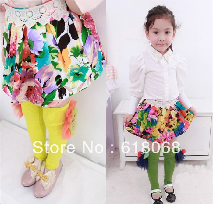 Children's clothing Girl skirt 5pcs/lot wholesale baby girl big flower skirt restoring ancient girls' skirt Free Shipping