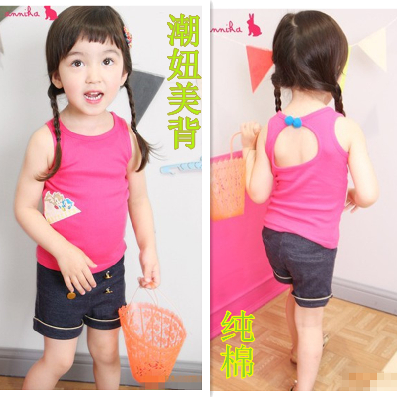 Children's clothing girls candy color 100% racerback cotton summer baby vest female child tank
