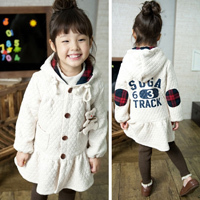 Children's clothing girls clothing spring and autumn thicken long-sleeve wadded jacket outerwear top long design 3544