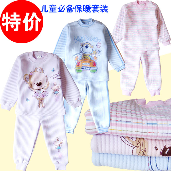 Children's clothing hot-selling sleepwear thermal clothing set male child female child cartoon 0 - 4 lounge pattern