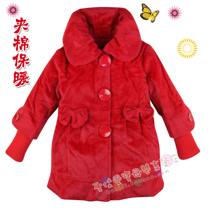 Children's clothing limited edition mink hair autumn and winter female child trench thick outerwear mommas