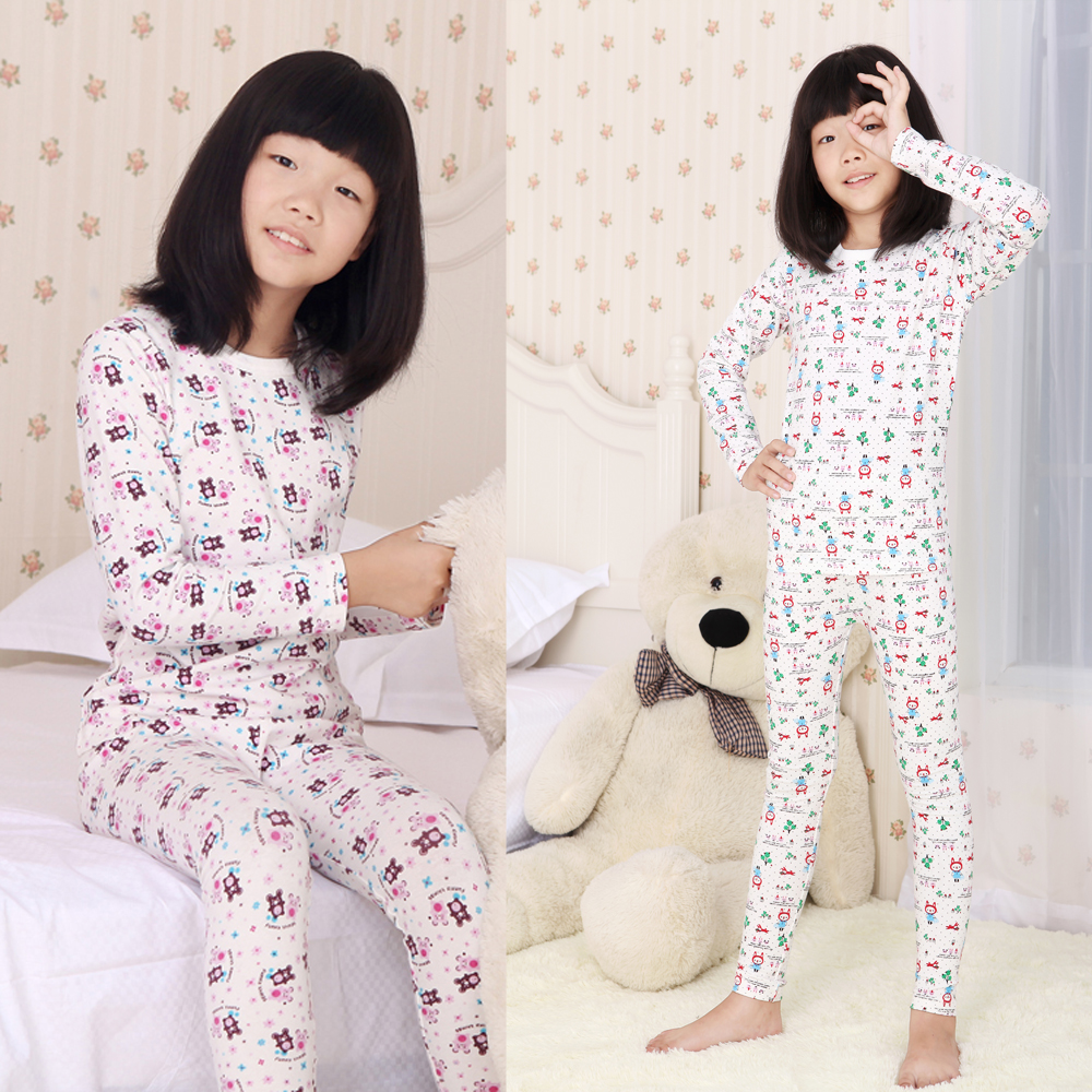 Children's clothing long johns long johns small silver star child underwear female child baby 100% cotton set cotton sweater