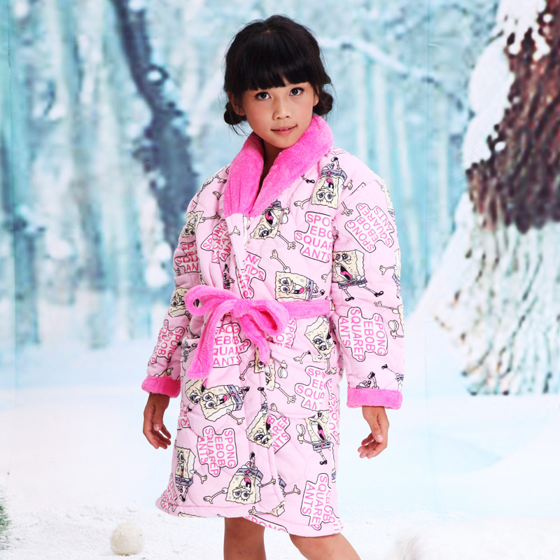 Children's clothing lounge super soft coral fleece cotton-padded thickening robe female child sleepwear 18010 82