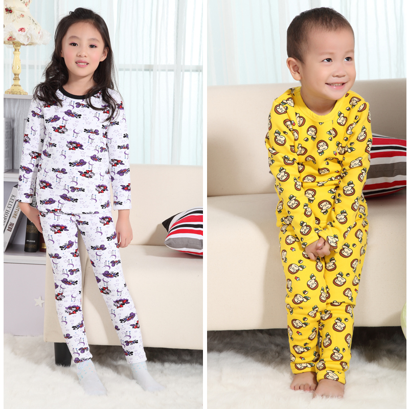Children's clothing male child female child 2012 autumn and winter child thermal underwear plus velvet thickening child thermal