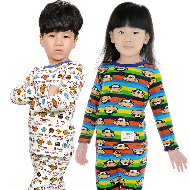 Children's clothing male child female child 2012 autumn and winter plus velvet thickening child thermal underwear set