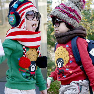 Children's clothing male child female child autumn multicolour explosion head sweatshirt loop pile outerwear 3945