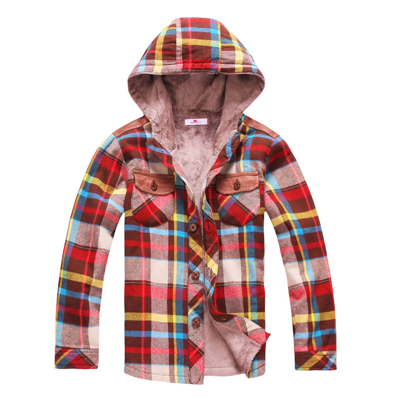Children's clothing male female child 2012 autumn flannel plaid classic thickening fleece jacket outerwear