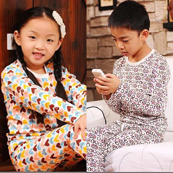 Children's clothing male female child autumn and winter child underwear set big boy long johns 100% cotton lounge fabric 2013