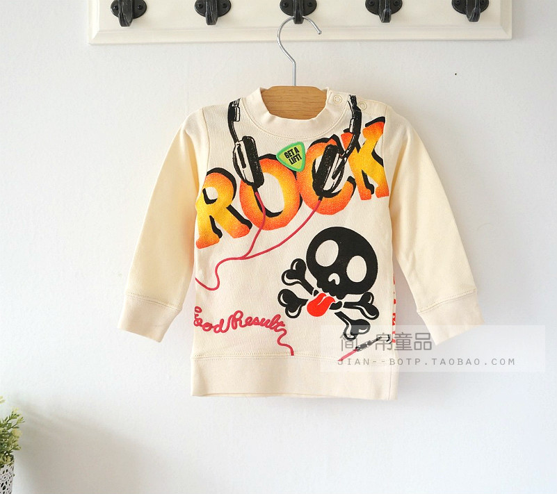 Children's clothing male female child spring and autumn 100% cotton loop pile punk pattern casual sweatshirt