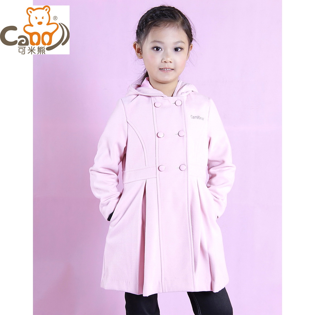 Children's clothing medium-large 2012 female child overcoat with a hood medium-long outerwear trench