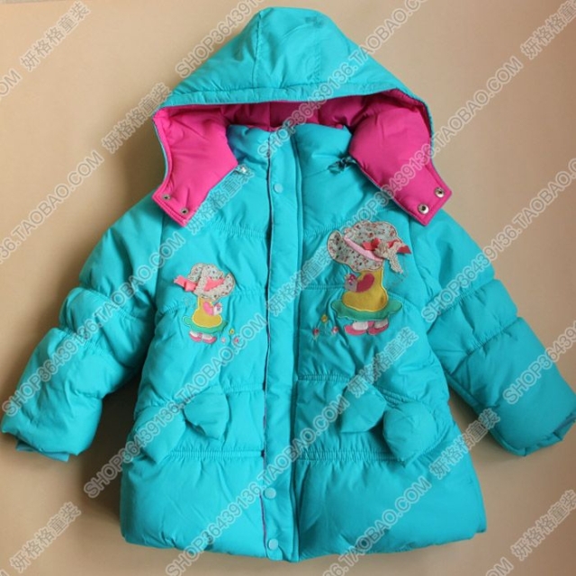 Children's clothing new arrival winter female child bow princess plus velvet cotton-padded jacket cotton-padded outerwear