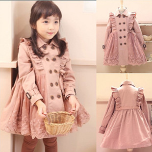 Children's clothing new arrival winter gorgeous female child princess dress trench child outerwear long design trench