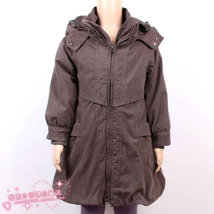 Children's clothing okaidi female child twinset wadded jacket overcoat trench child wadded jacket outerwear