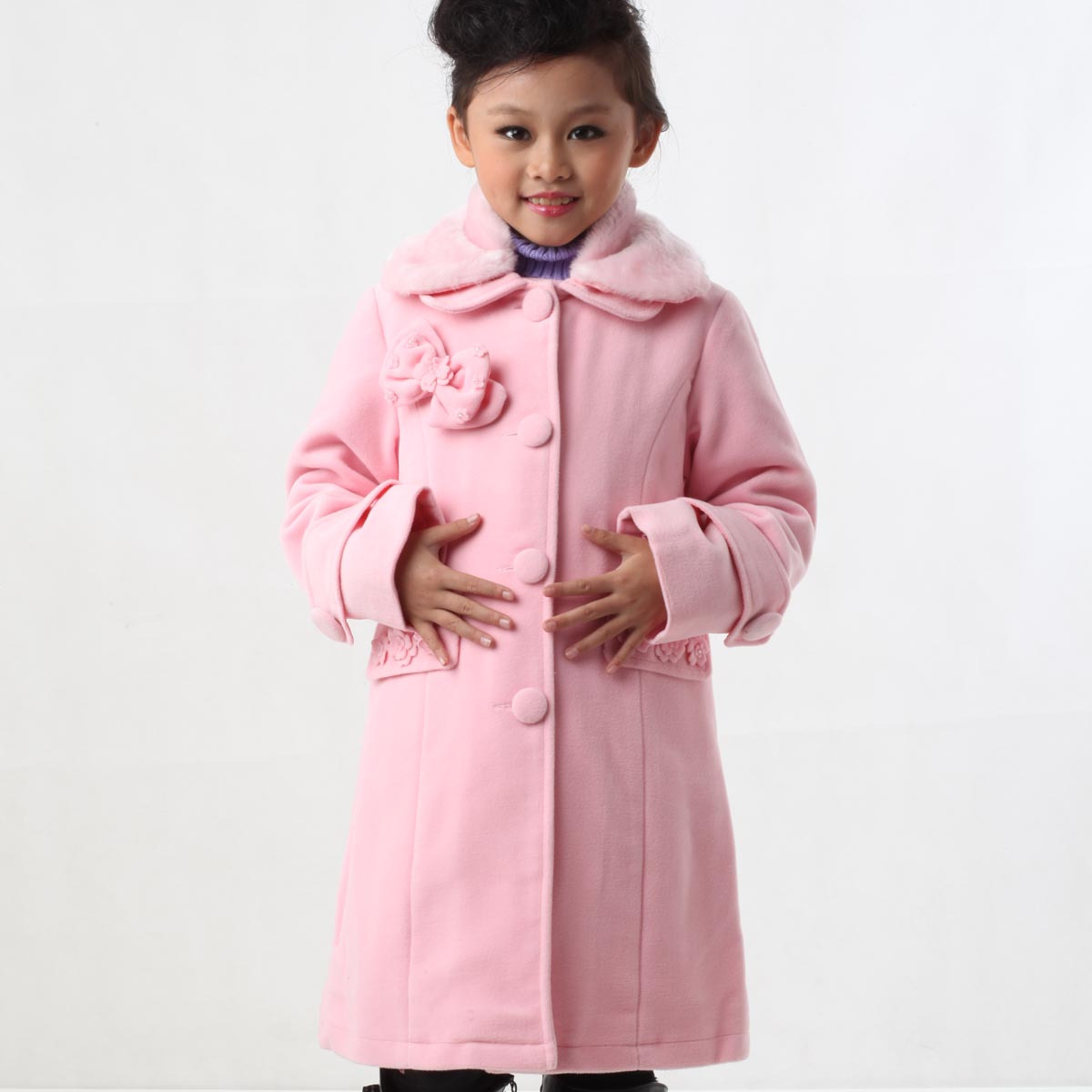 Children's clothing outerwear female child wool coat 2013 spring child tank dress child woolen trench