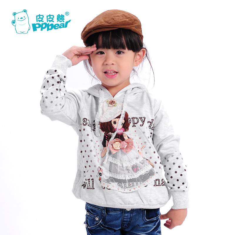 Children's clothing pullover with a hood 100% cotton sweatshirt children princess 2012 spring and autumn fashion sweater