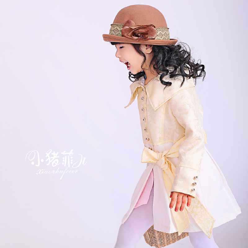 Children's clothing royal vintage british style female child trench single breasted spring and autumn fashion child outerwear