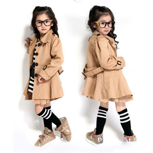 Children's clothing spring 2013 medium-large female child trench princess outerwear child medium-long trench spring and autumn