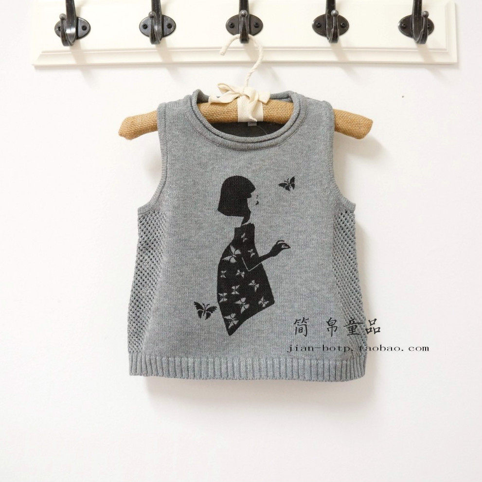 Children's clothing spring and autumn female child butterfly girl 100% cotton woven vest child cotton thread vest