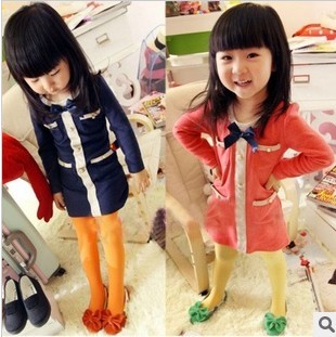 Children's clothing spring and autumn female child ladies elegant high quality cotton long-sleeve dress trench outerwear