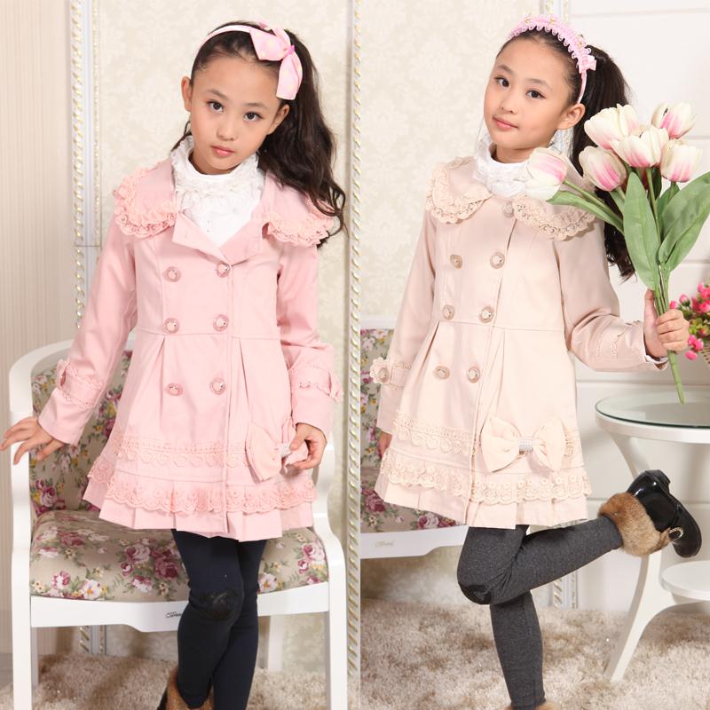Children's clothing spring and autumn female child trench outerwear 2013 child trench big boy fashion medium-long quality
