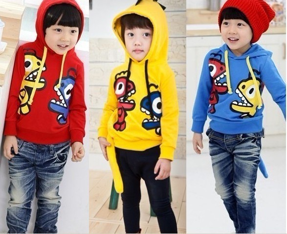 Children's clothing spring and autumn sweatshirt male child 100% cotton with a hood cartoon style outerwear child sweatshirt