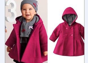 Children's clothing spring and autumn trench infant jacquard cotton-padded overcoat with a hood outerwear