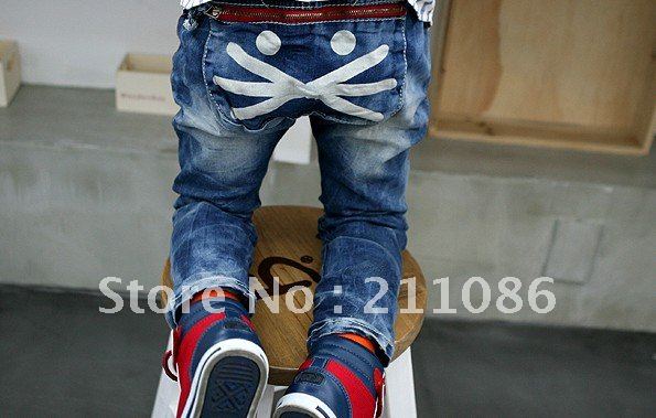 Children's clothing Spring / autumn, boys and girls trousers jeans zipper pocket 5pcs/lot  Free shipping