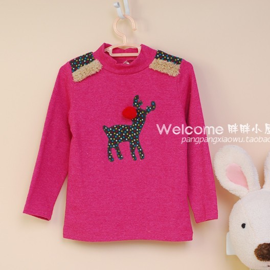 Children's clothing spring christmas deer long-sleeve turtleneck basic shirt