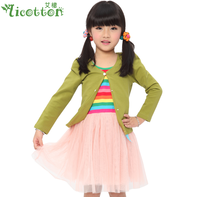 Children's clothing spring female child puff sleeve coat child solid color long-sleeve outerwear 2013 spring