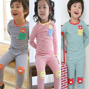 Children's clothing spring male child female child baby panties long johns underwear set lounge 100% cotton 100% cotton