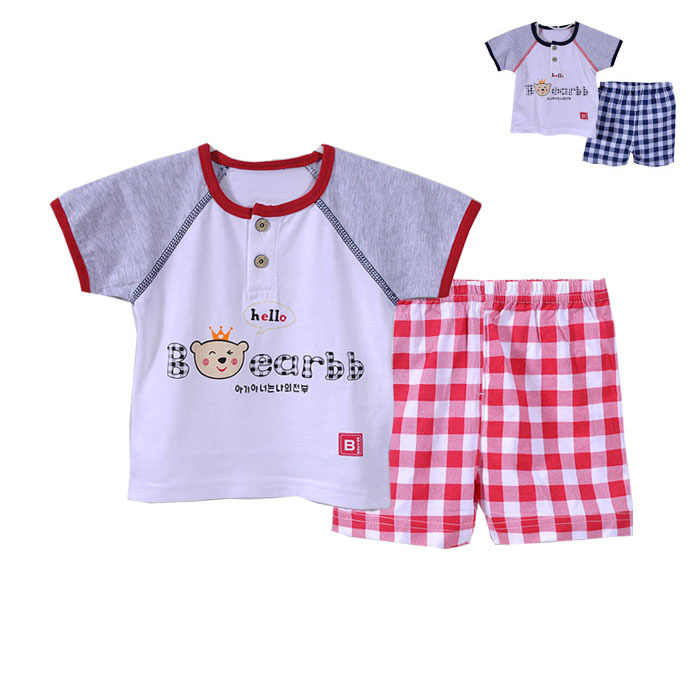 Children's clothing summer set baby short-sleeve T-shirt lounge o-neck male female child 100% cotton