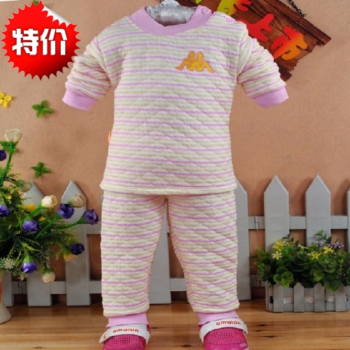 Children's clothing thickening 100% cotton 6 - 7 - 8 baby clothes 0 - 1 - 2 years old male winter underwear thermal