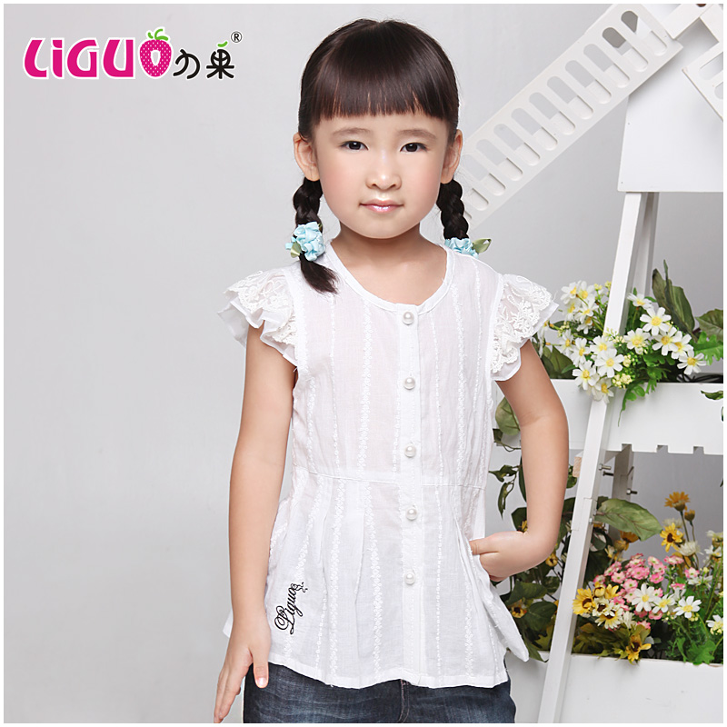 Children's clothing thin summer girl child cardigan air conditioning shirt sleeveless 100% medium-large cotton child long