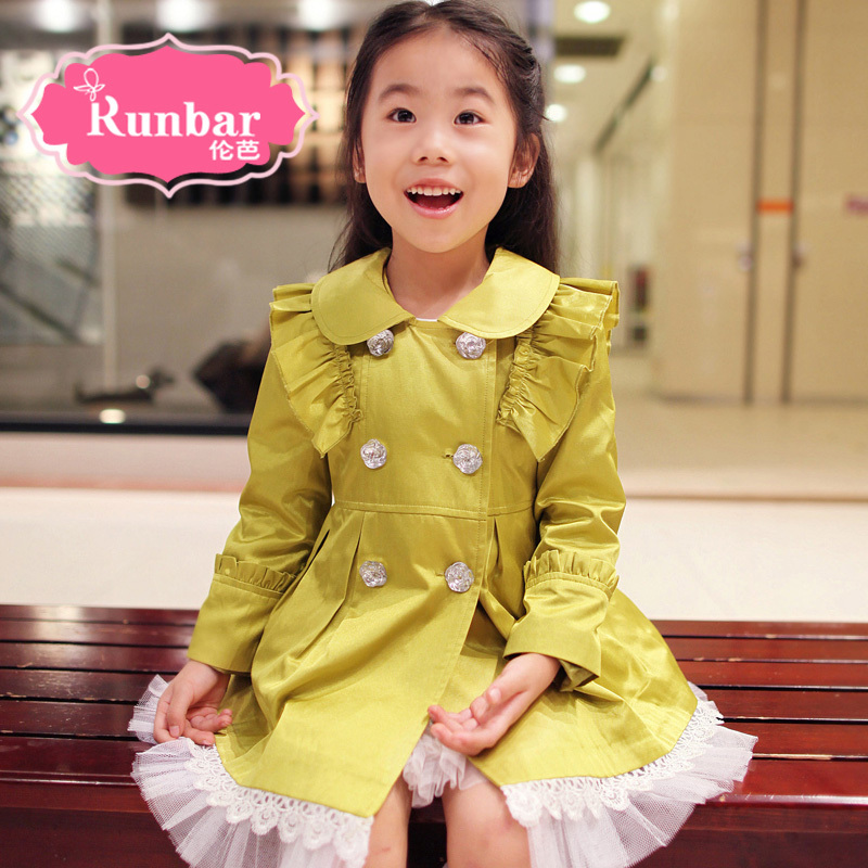 Children's clothing trench outerwear spring and autumn outerwear princess girl's trench red child trench girl's dust coat