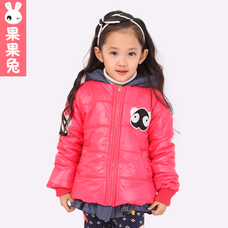 Children's clothing wadded jacket female child wadded jacket 2012 autumn and winter child denim patchwork faux two piece wadded