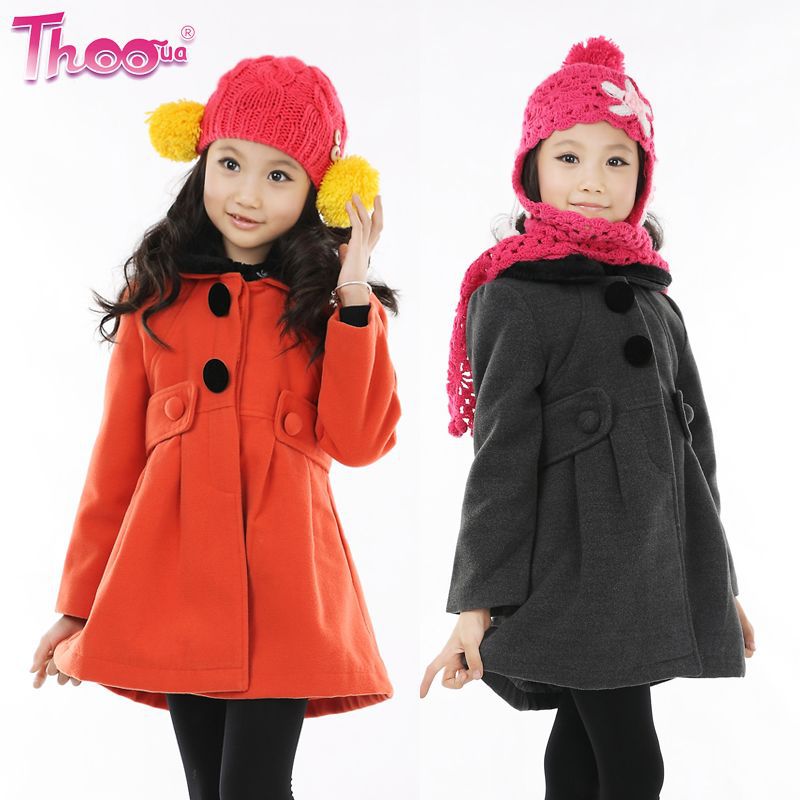 Children's clothing winter 2012 female child wool coat outerwear cotton-padded trench winter woolen outerwear 20367