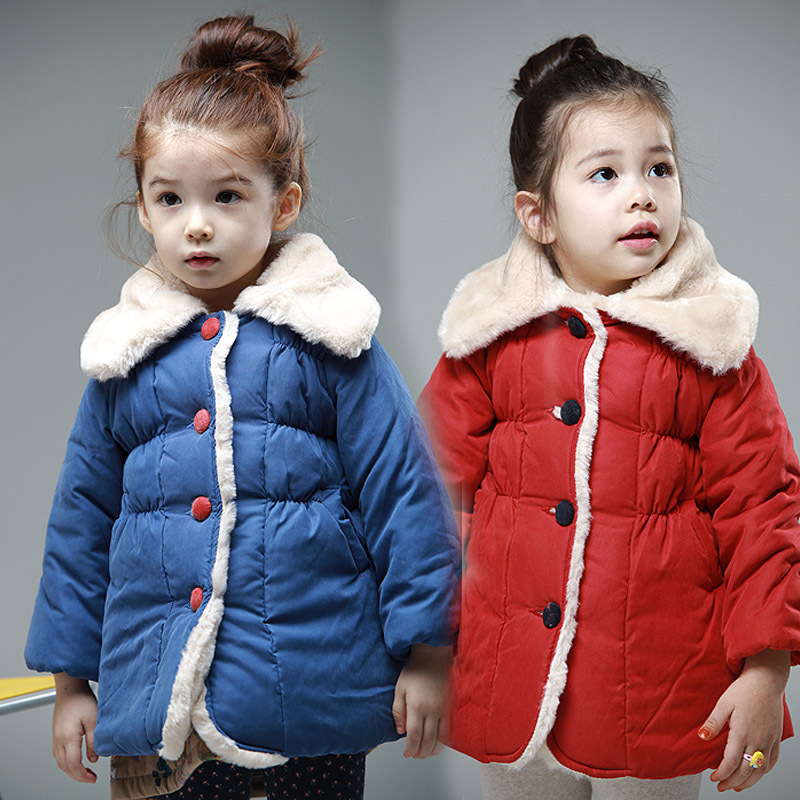 Children's clothing winter female child thermal thickening plus velvet cotton-padded jacket thickening princess clothes child