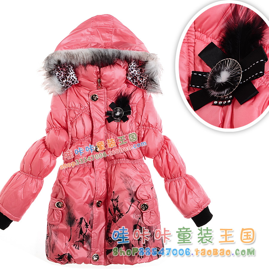 Children's clothing winter trench female child winter thickening plus velvet thermal cotton-padded jacket child outerwear