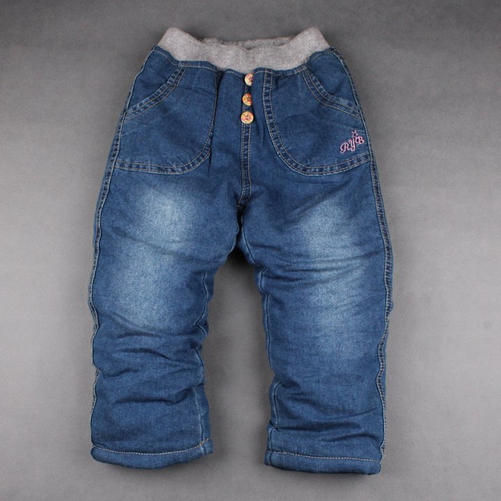 children's girl's jeans pants Beautiful button autumn winter cotton-padded trousers ZAR6885