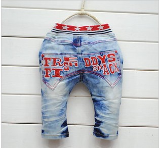 Children's Korean Style Spring Best Sale Fashion Jeans 2013 New Arrival Kids Letter Pattern Embroidered Jeans