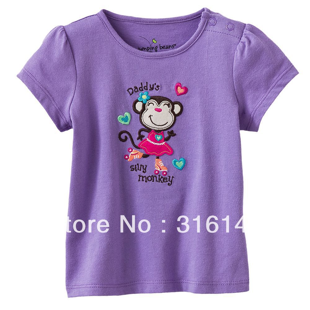 Children's Short Sleeve Cotton t shirt girls cartoon t shirt tees baby Summer Cute  Clothing  6piece/lot