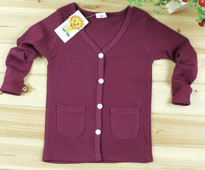 Children's Spring and Autumn Solid Long Sleeve V-Neck Cotton Cardigan Sweaters,Kid's Sweatshirts,Outerwear,size:90-130cm3088